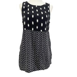 Madewell Womens Tank Top Size Small Black Geometric Back Keyhole Sleeveless.